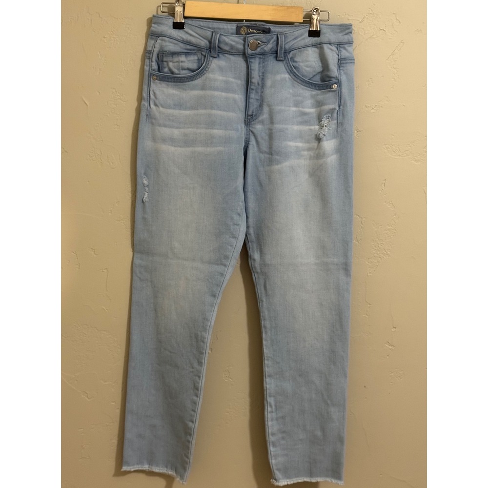 Democracy Jeans Womens 4 Light Wash Distressed Frayed Hem Ankle Skinny